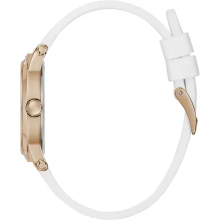 Guess Annette zegarek damski różowozłoty na białym pasku kauczukowym GW0860L4