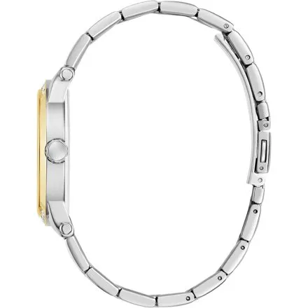 Guess Annette zegarek damski srebrno-złoty z zieloną tarczą na bransolecie GW0861L4