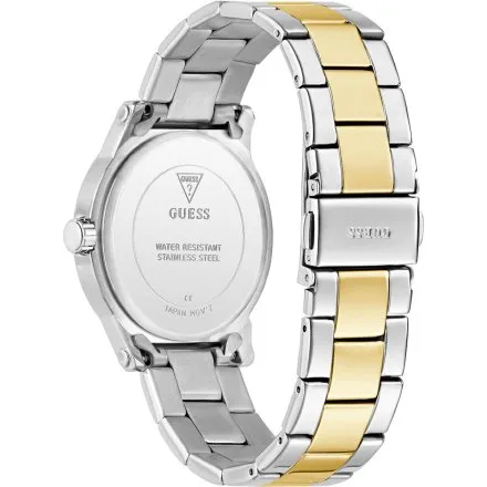 Guess Annette zegarek damski srebrno-złoty z zieloną tarczą na bransolecie GW0861L4