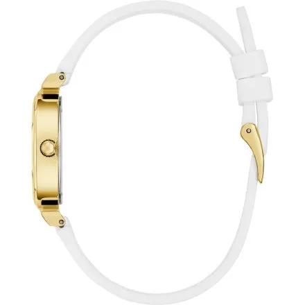 Guess Array złoty zegarek damski z białym paskiem GW0912L2