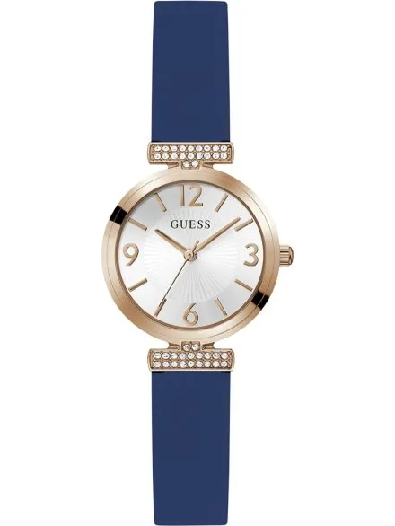 Guess Array różowozłoty zegarek damski z granatowym paskiem GW0912L3