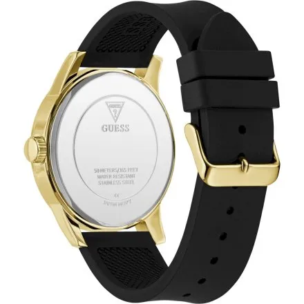 Guess Badge zegarek męski złoty na pasku z kryształkami GW0916G1