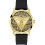 Guess Badge zegarek męski złoty na pasku z kryształkami GW0916G1