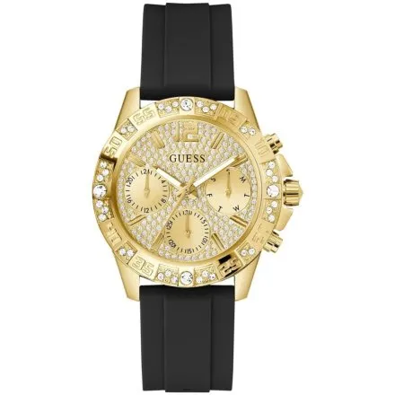 Guess Lady Majesty zegarek damski z kryształami złoty na pasku GW0772L5