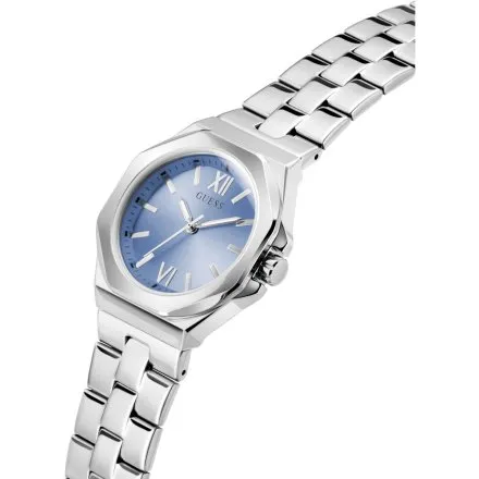 Guess Empress srebrny zegarek damski błękitna tarcza GW0873L1