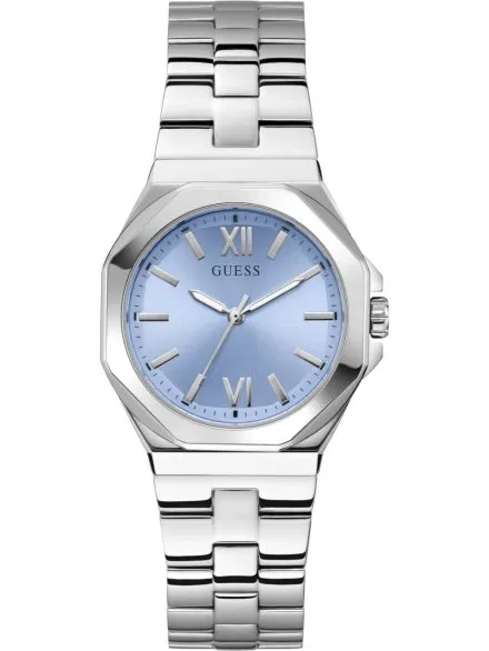 Guess Empress srebrny zegarek damski błękitna tarcza GW0873L1