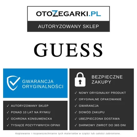 Guess Varsity srebrny zegarek  z granatową tarczą na pasku GW0890G1