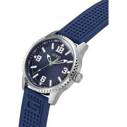 Guess Varsity srebrny zegarek  z granatową tarczą na pasku GW0890G1