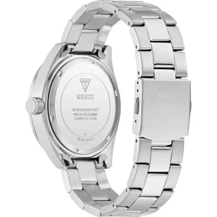 Guess Letterman srebrny zegarek męski multidatownik na bransolecie GW0904G1