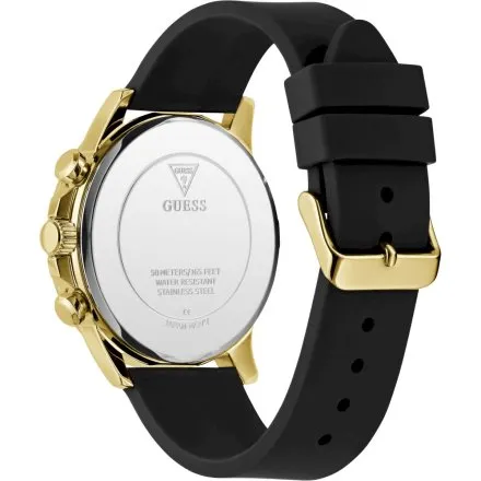 Guess Walker złoty zegarek męski z czarną tarczą na pasku GW0913G2 