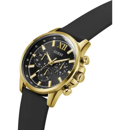 Guess Walker złoty zegarek męski z czarną tarczą na pasku GW0913G2 