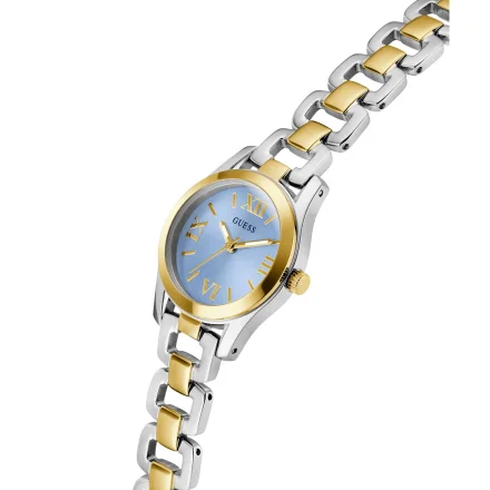 Guess Veda zegarek damski srebrno-złoty z błękitną tarczą GW0927L3