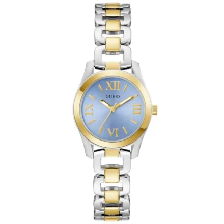 Guess Veda zegarek damski srebrno-złoty z błękitną tarczą GW0927L3