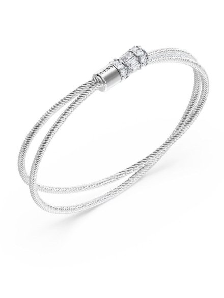 Srebrna bransoletka Guess Kalybe JUBB05395JW (S) podwójna żyłka z kryształkami