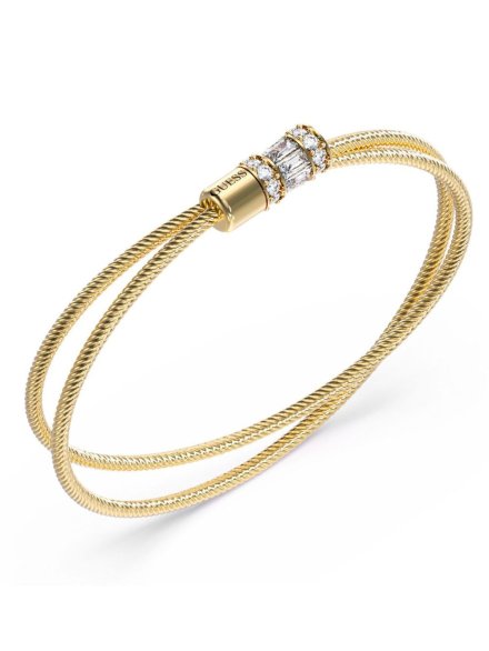 Złota bransoletka Guess Kalybe JUBB05395JW (L) podwójna żyłka z kryształkami