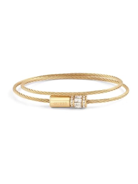 Złota bransoletka Guess Kalybe JUBB05395JW (L) podwójna żyłka z kryształkami
