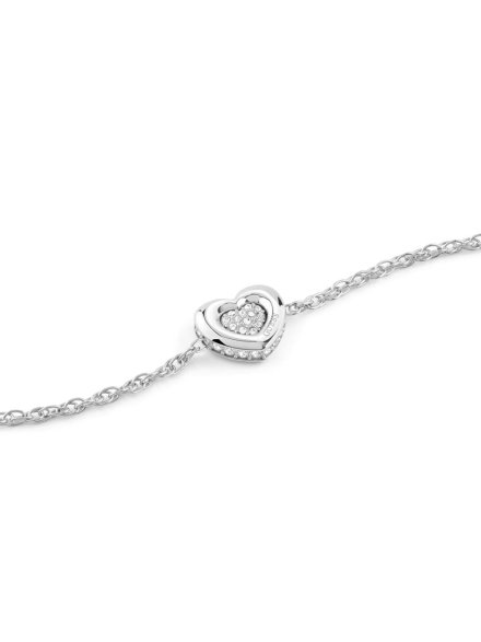 Guess LOVE srebrna bransoletka damska serce kryształki JUBB05461JW (S)
