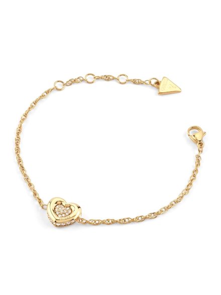 Guess LOVE złota bransoletka damska serce kryształki JUBB05461JW (S)
