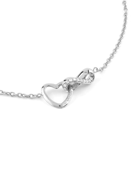 Guess Iconique srebrna bransoletka damska serce nieskończoność kryształki JUBB05531JW (S)