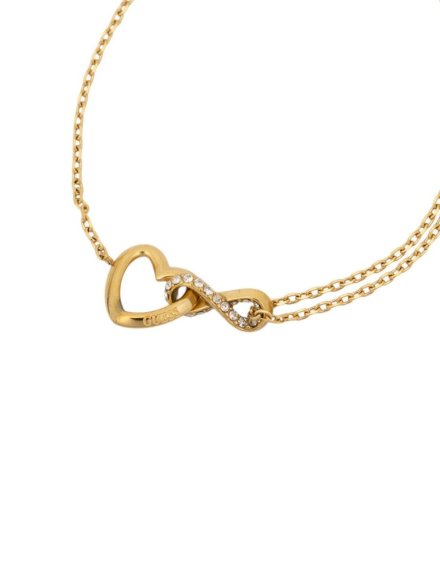 Guess Iconique złota bransoletka damska serce nieskończoność kryształki JUBB05531JW (S)