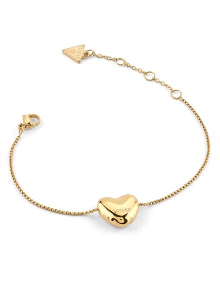 Guess Iconique złota bransoletka damska serce JUBB05542JW (S)