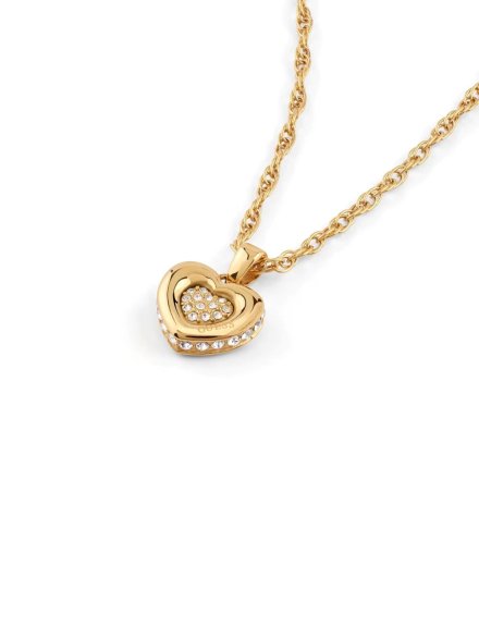 Guess LOVE złoty naszyjnik serce z kryształami JUBN05463JW