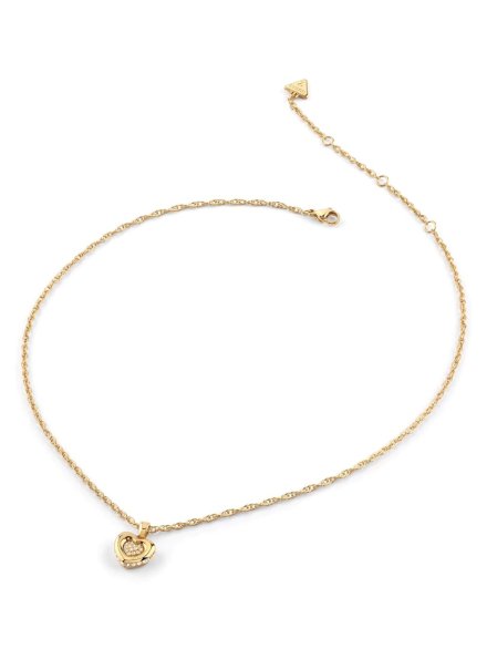 Guess LOVE złoty naszyjnik serce z kryształami JUBN05463JW