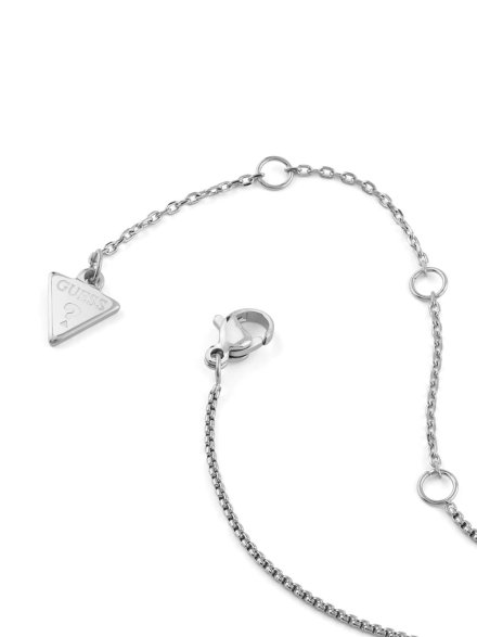 Guess Iconique srebrny naszyjnik serce z kryształami JUBN05526JW