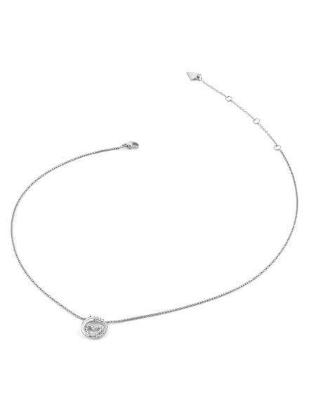 Guess Iconique srebrny naszyjnik serce z kryształami JUBN05526JW