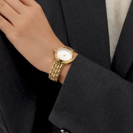 Guess Clara zegarek damski złoty ze srebrną tarczą na bransolecie GW0930L2