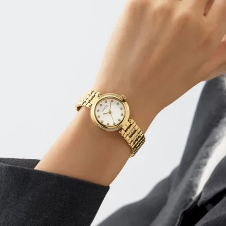 Guess Clara zegarek damski złoty ze srebrną tarczą na bransolecie GW0930L2