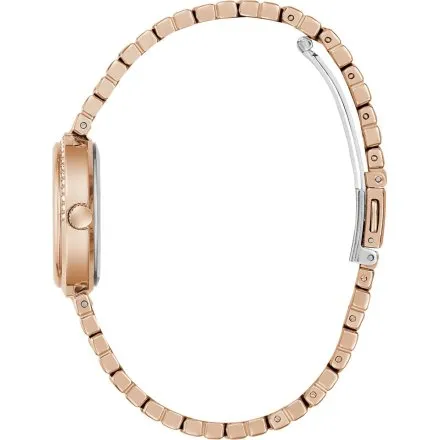 Guess Clara zegarek damski różowozłoty ze srebrną tarczą na bransolecie GW0930L3