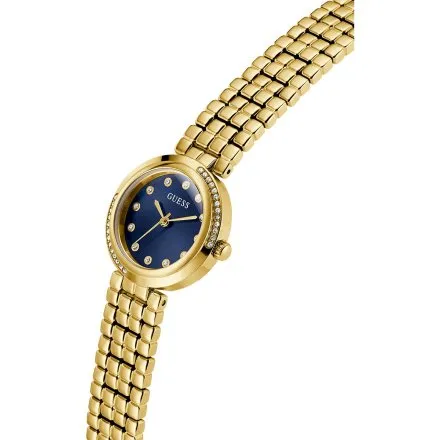 Guess Clara zegarek damski złoty z granatową tarczą na bransolecie GW0930L4