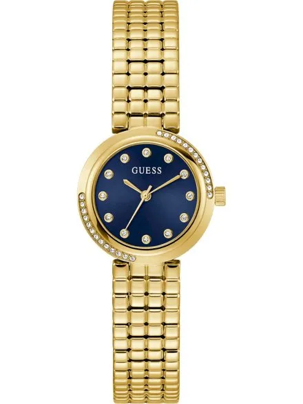Guess Clara zegarek damski złoty z granatową tarczą na bransolecie GW0930L4