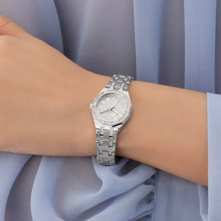 Guess Pixie zegarek damski srebrny na bransolecie z kryształkami GW0931L1