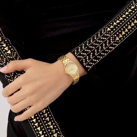 Guess Pixie zegarek damski złoty na bransolecie z kryształkami GW0931L2