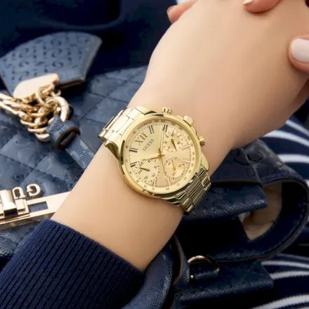 Guess Bailey zegarek damski złoty na bransolecie multidata GW0933L2