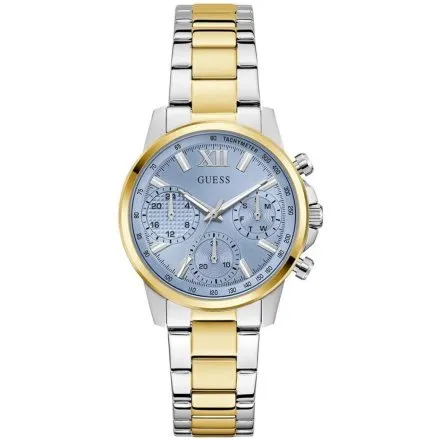 Guess Bailey zegarek damski srebrno-złoty na bransolecie multidata GW0933L3