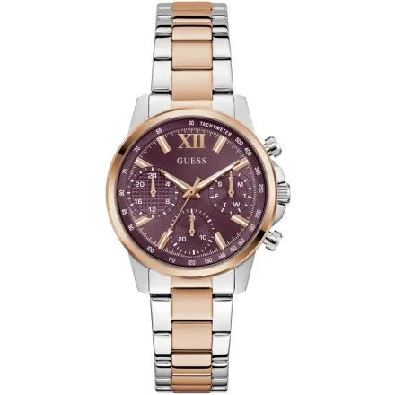 Guess Bailey zegarek damski srebrno-różowozłoty na bransolecie multidata GW0933L5