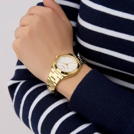 Guess Alice złoty zegarek damski na bransolecie z datownikiem GW0934L2