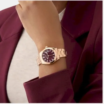 Guess Alice różowozłoty zegarek damski na bransolecie z datownikiem GW0934L5