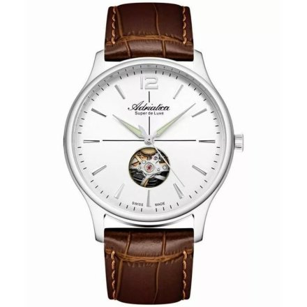 Adriatica Zegarek Męski Automatic Super de Luxe srebrny z paskiem A8339.5253AO