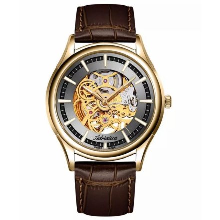 Adriatica Zegarek Męski Automatic Skeleton złoty z paskiem A2804.1B17AS