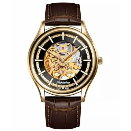 Adriatica Zegarek Męski Automatic Skeleton złoty z paskiem A2804.1214AS1