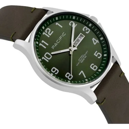 Pacific Polska SMA-1073D-04 zielony męski zegarek z orłem i polskim datownikiem