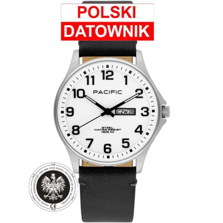 Pacific Polska SMA-1073D-07 klasyczny męski zegarek z orłem i polskim datownikiem
