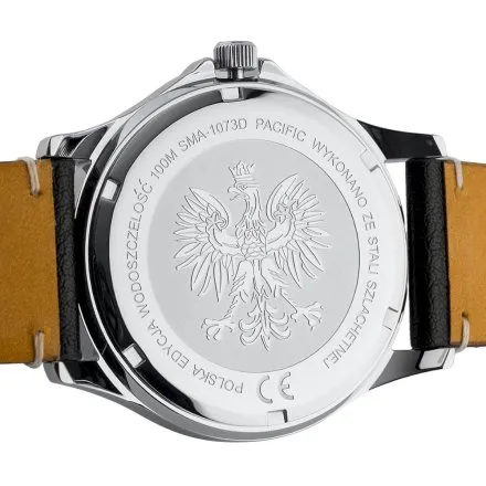 Pacific Polska SMB-1073D-01 srebrny męski zegarek z orłem i polskim datownikiem