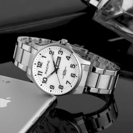 Pacific Polska SMB-1073D-07 srebrny męski zegarek z orłem i polskim datownikiem