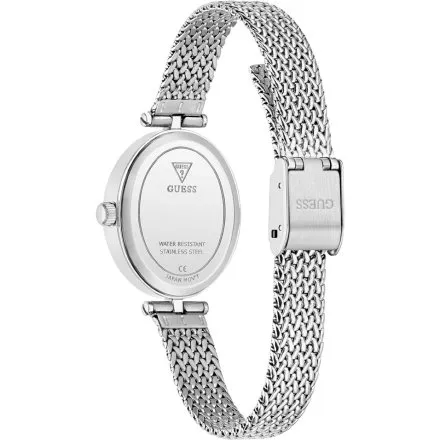 Guess Ruby srebrny zegarek damski na bransolecie z czarną tarczą GW0935L1