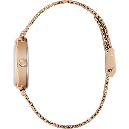 Guess Ruby różowozłoty zegarek damski na bransolecie z bordową tarczą GW0935L3